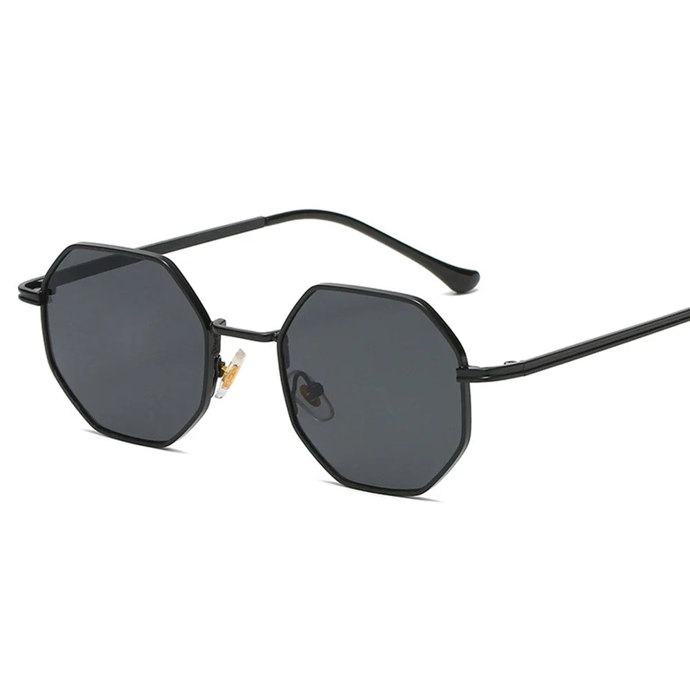 MUSELIFE Polygon Sunglasses Men Vintage Octagon Metal Sunglasses for Women Luxury Brand Goggle Sun Glasses Ladies Gafas De Sol