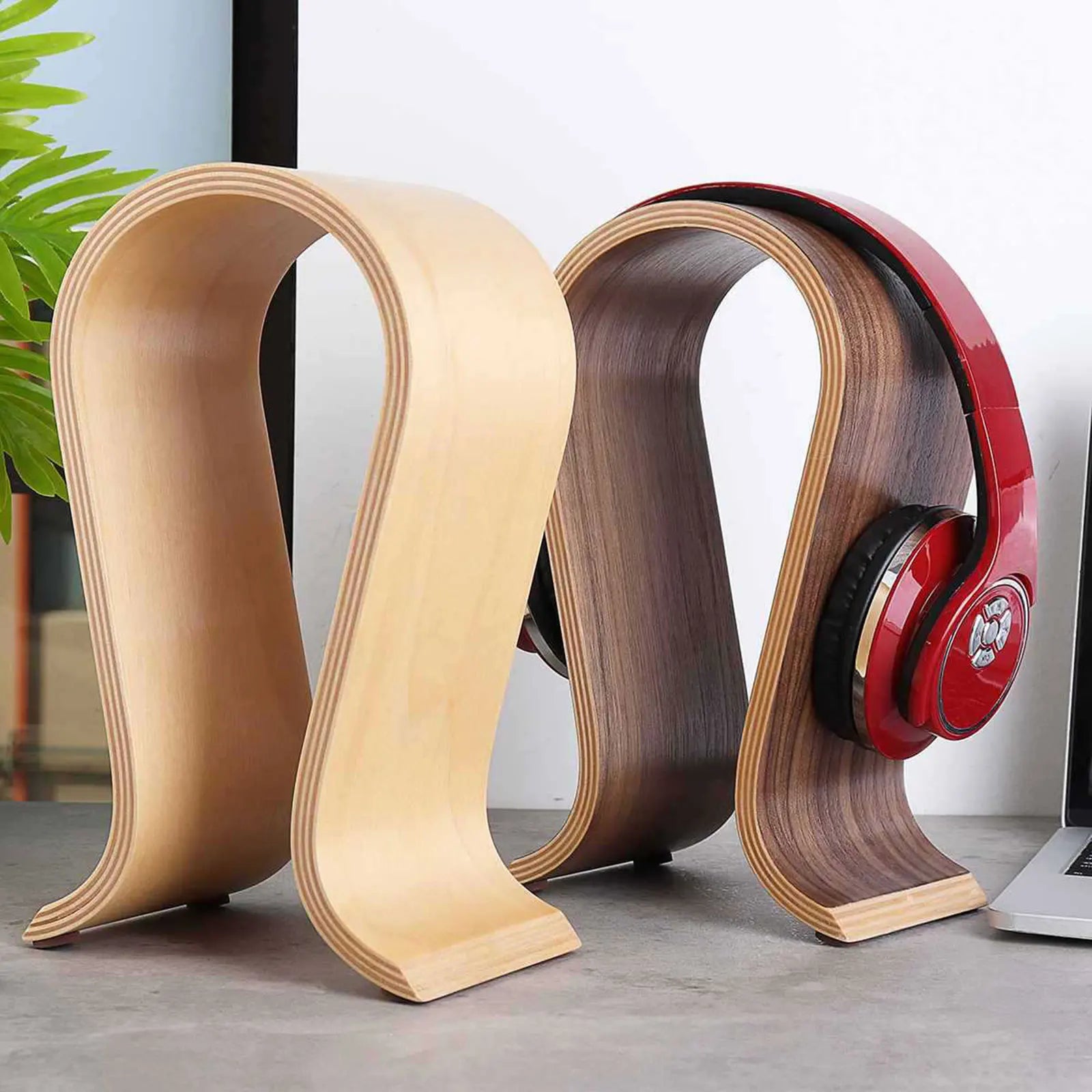 Wooden Headphone Holder Tabletop Support Headset Display Stand for PC Gaming Earbuds Bracket Tabletop Supporting Solid Base