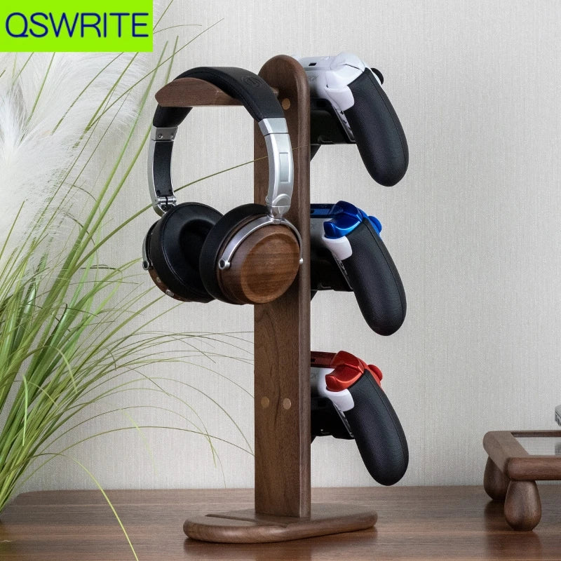 Solid walnut wood PS5 controller rack headphone holder  Xbox PS5 game controller rack professional ps4 game controller holder