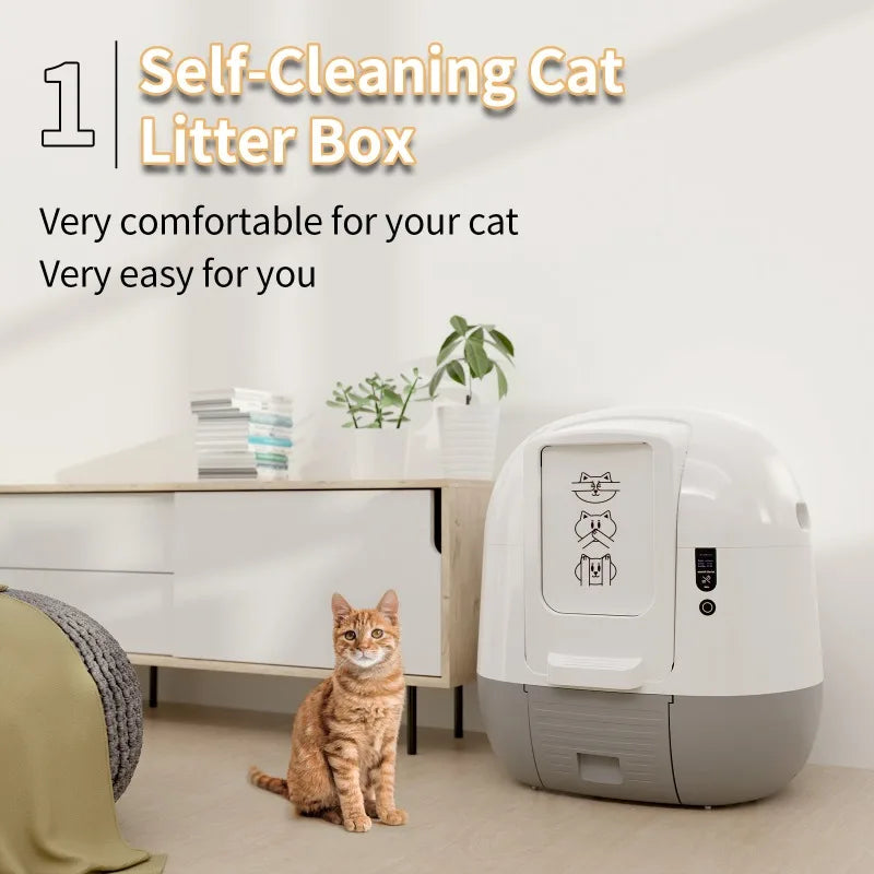 Large Intelligent Automatic Cat Toilet Deodorizing White Self Cleaning Bag Automatically Closed Litter Box Pad Pet Supplies