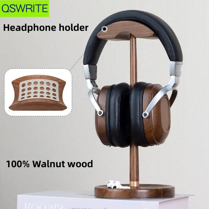 Walnut wood headphone holder minimalist style headphone hanger Solid wood headphone storage rack game headphone rack