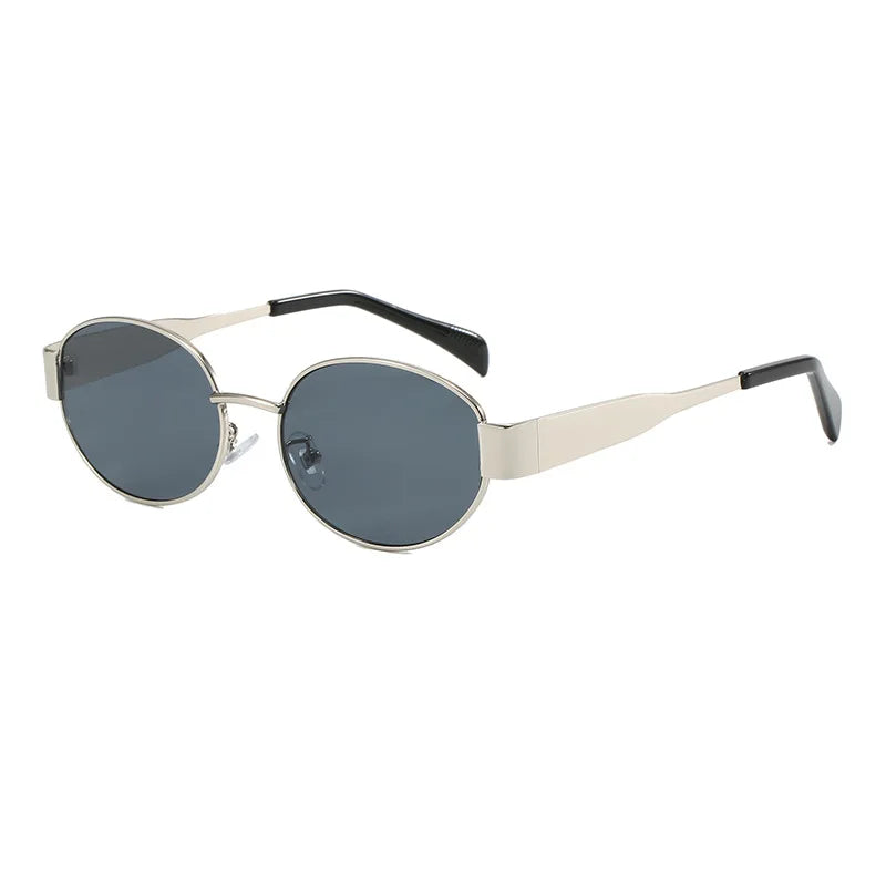 Small Metal Frame Oval Sunglasses for Women 2024 Brand Designer Fashion Luxury Shades UV400 Eyewear Men Vintage Sun Glasses