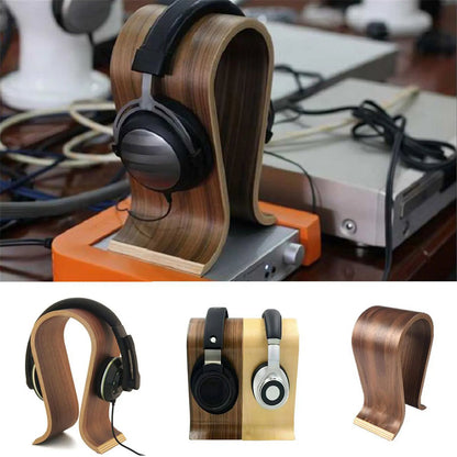 Wooden Headphone Holder Tabletop Support Headset Display Stand for PC Gaming Earbuds Bracket Tabletop Supporting Solid Base