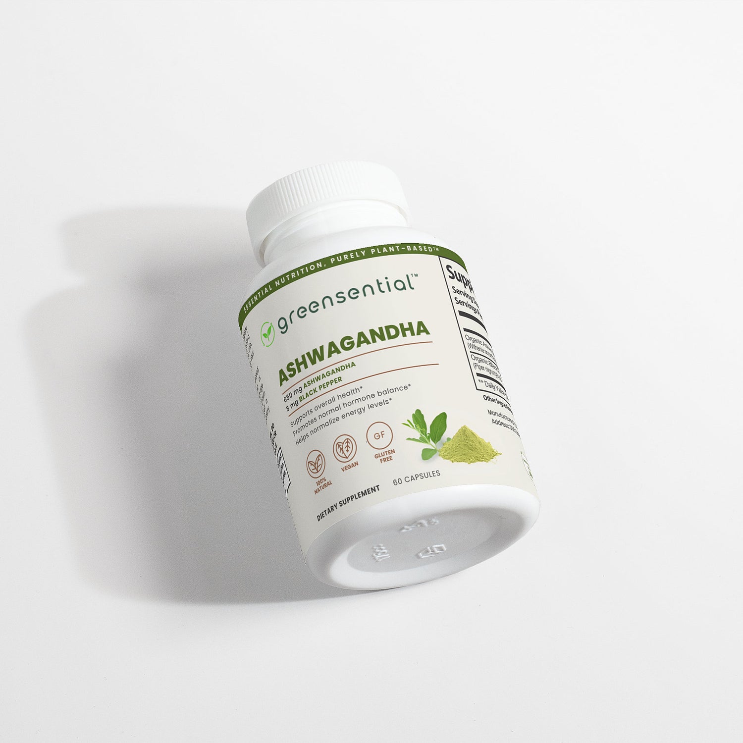 Organic Ashwagandha 1,300mg Daily with Black Pepper – 60 Capsules